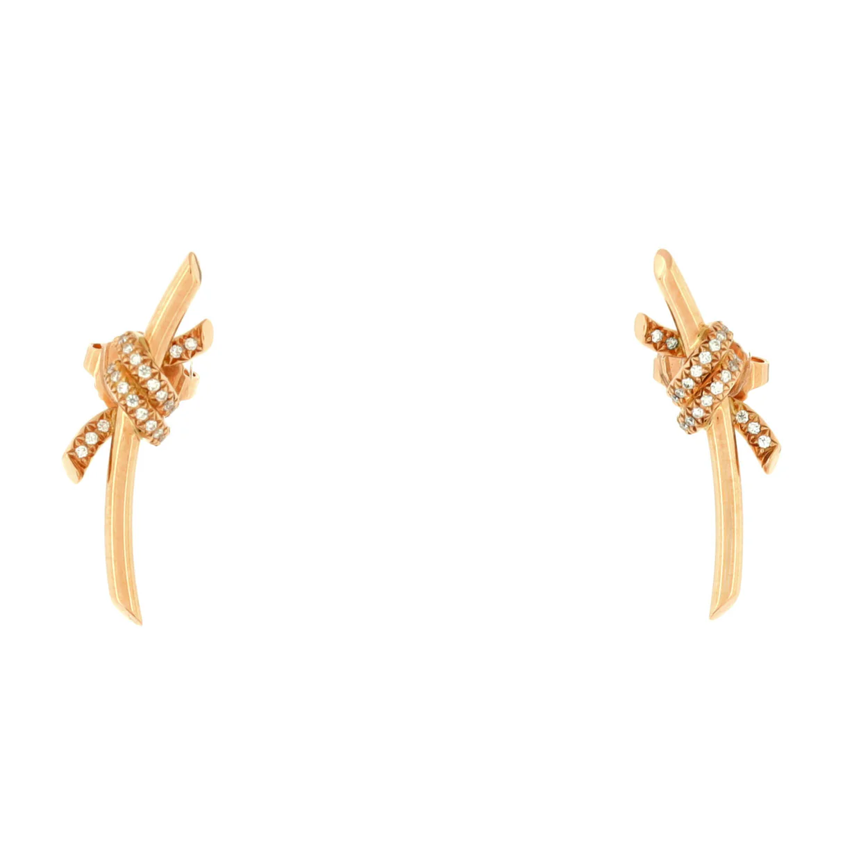 Knot Stud Earrings 18K Rose Gold with Diamonds - Deep Luxury