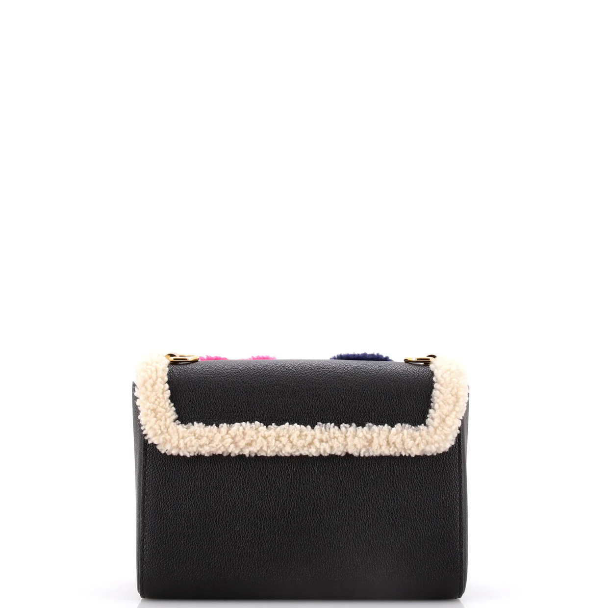 Twist Handbag Leather and Monogram Teddy Shearling MM - Deep Luxury