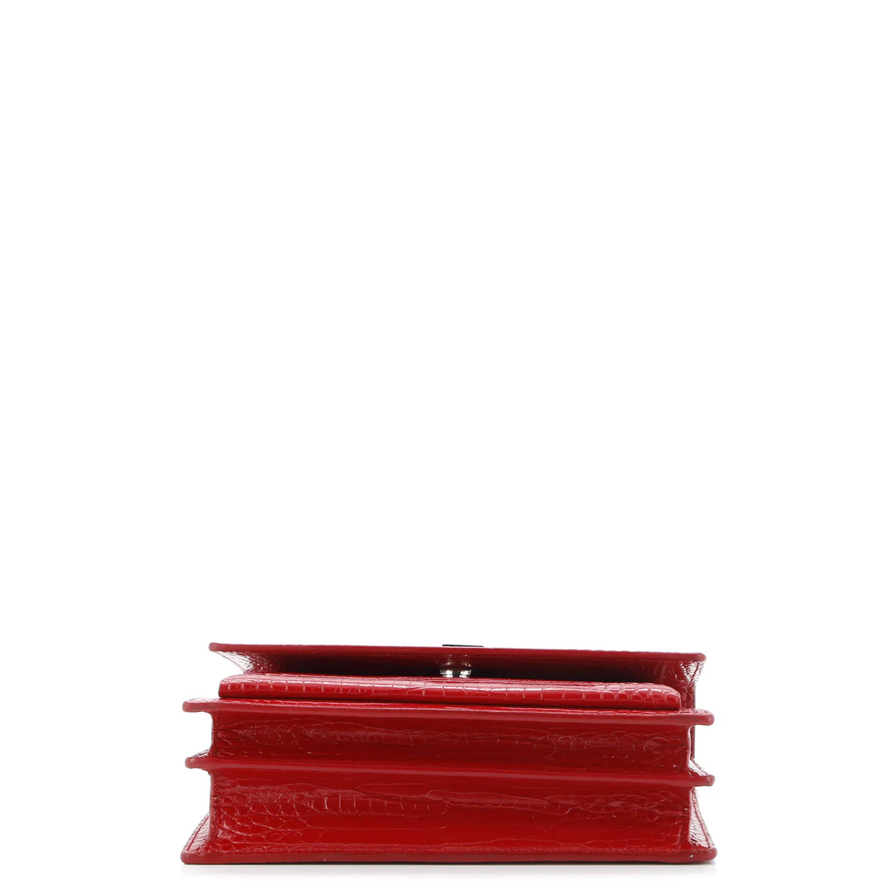 Sunset Crossbody Bag Crocodile Embossed Leather Medium - Deep Luxury