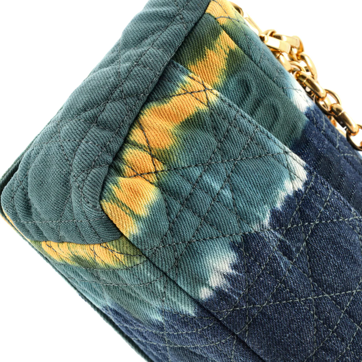 Caro Bag Cannage Quit Tie Dye Denim Medium - Deep Luxury