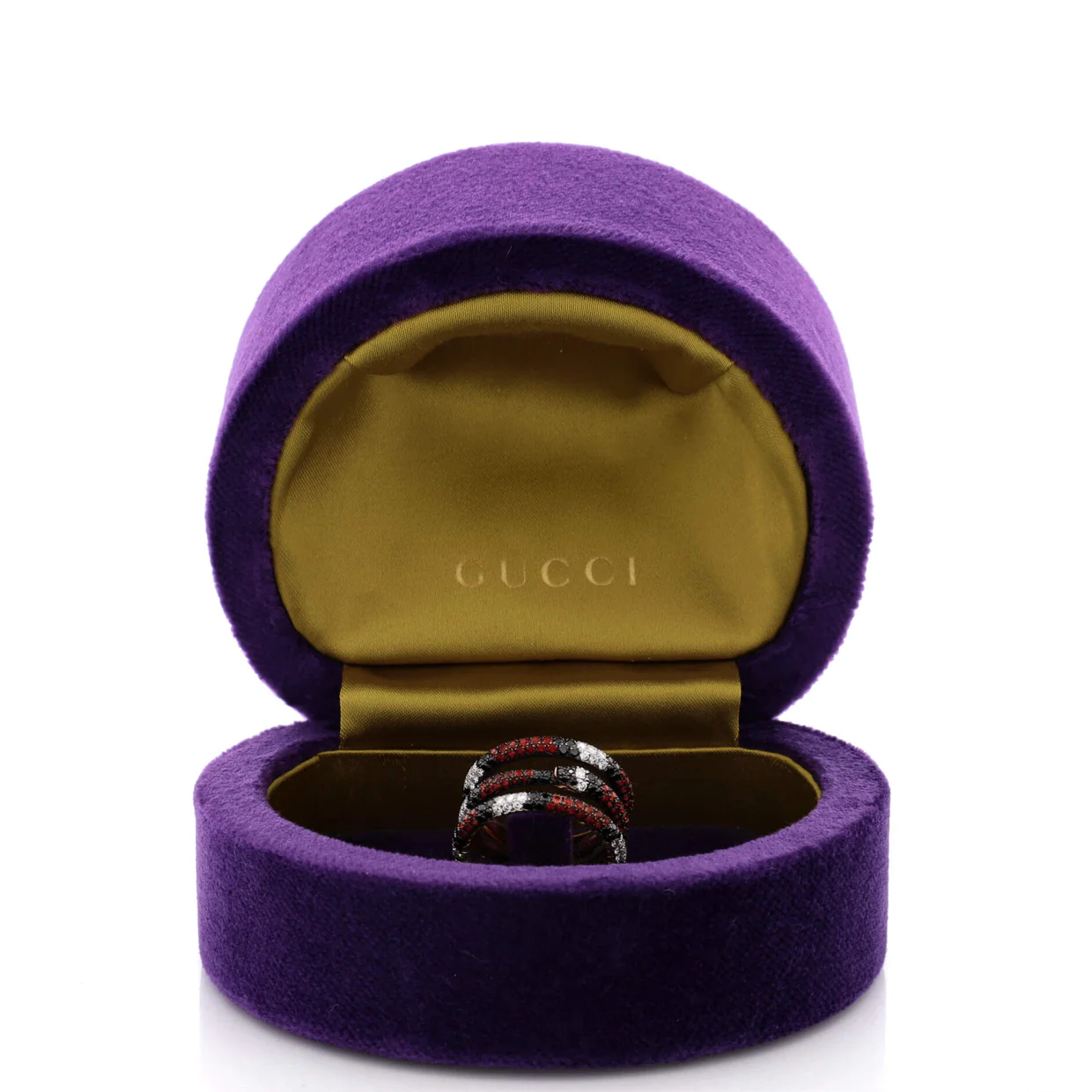 Ouroboros Snake 3 Row Ring 18K Yellow Gold with Diamonds, Topaz and Sapphire - Deep Luxury