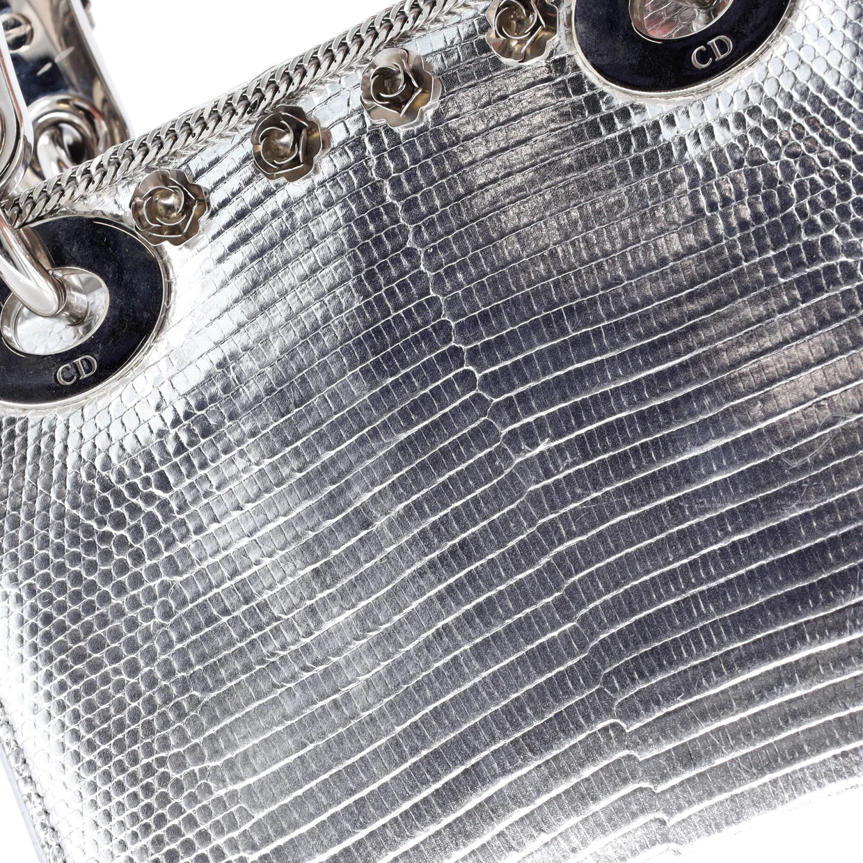 Lady Dior Bag Lizard with Metal Applique Mini - Deep Luxury