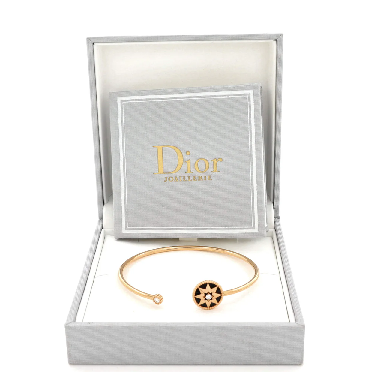 Rose des Vents Cuff Bracelet 18K Rose Gold with Diamond and Onyx - Deep Luxury