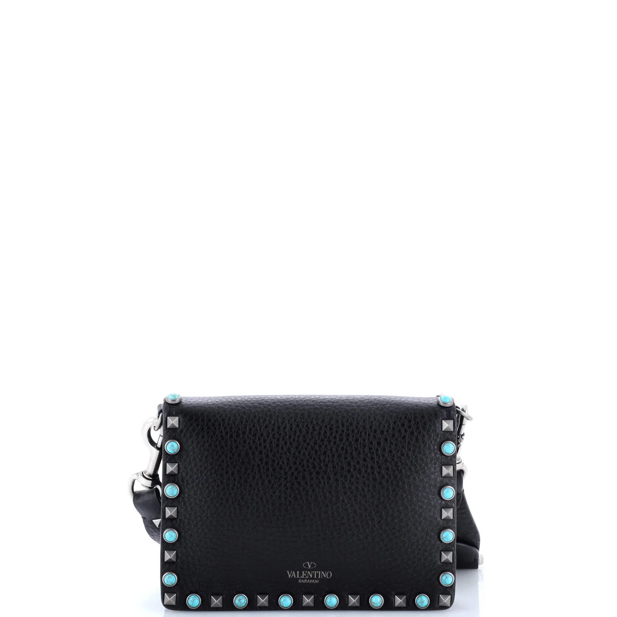 Rolling Rockstud Crossbody Bag Leather with Cabochons Small - Deep Luxury