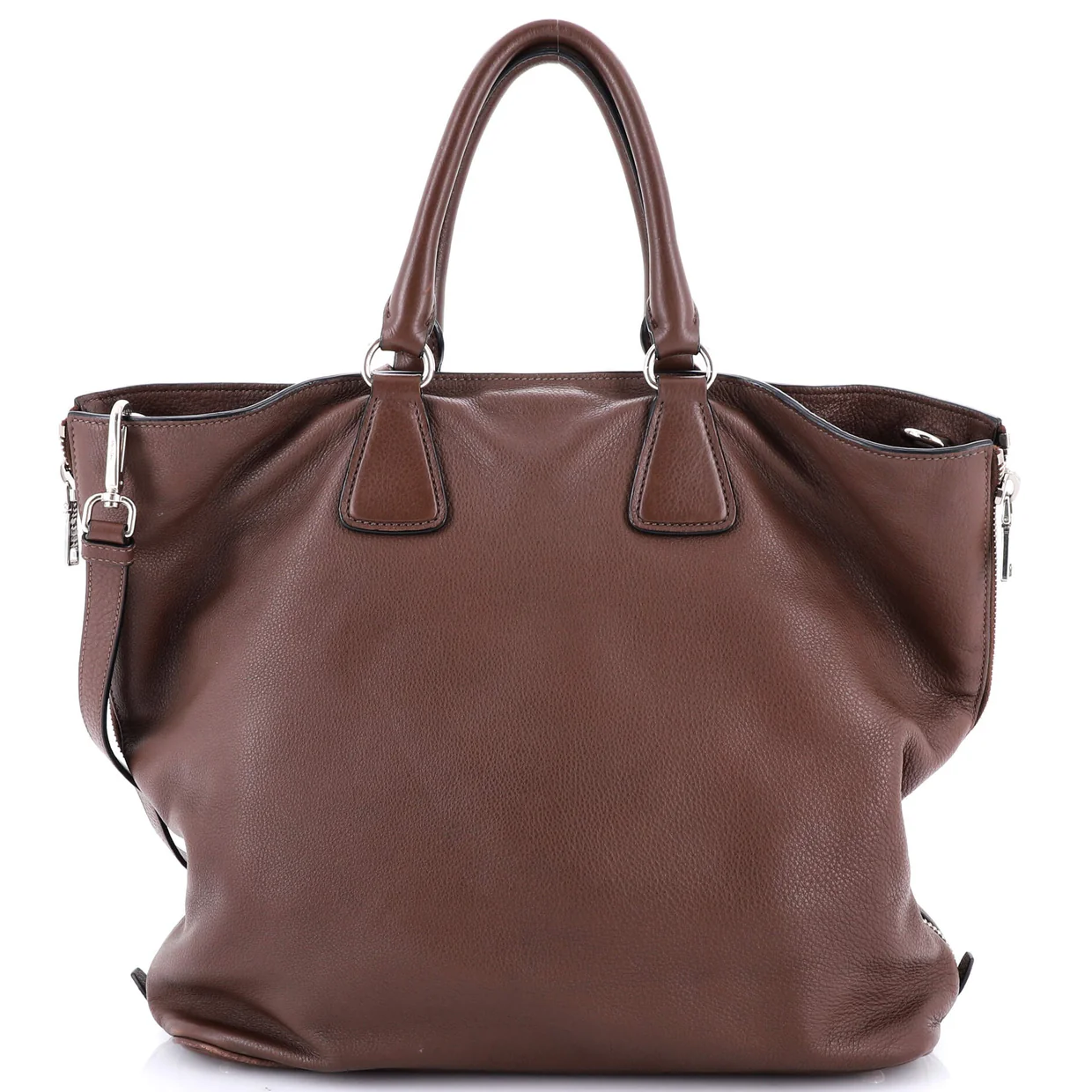 Side Zip Convertible Tote Vitello Daino Large - Deep Luxury