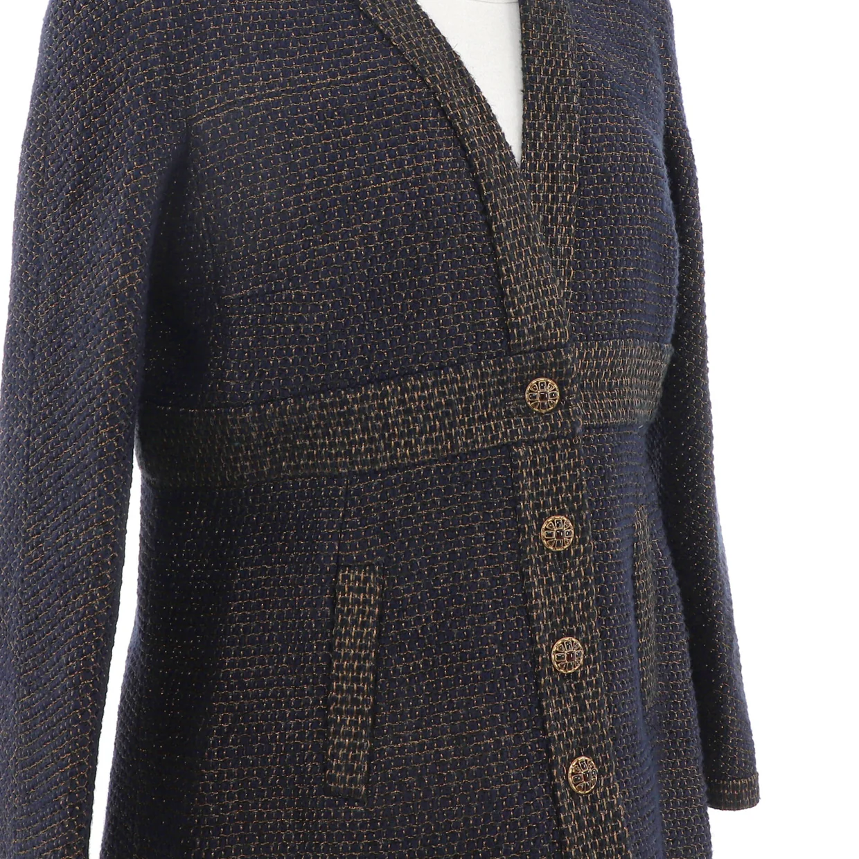 Women's Two Pocket V-Neck Fitted Jacket Tweed - Deep Luxury