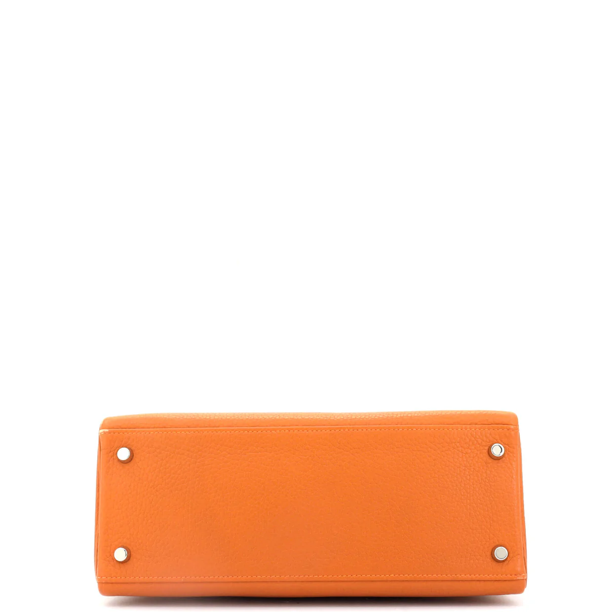Kelly Handbag Orange H Clemence with Palladium Hardware 28 - Deep Luxury