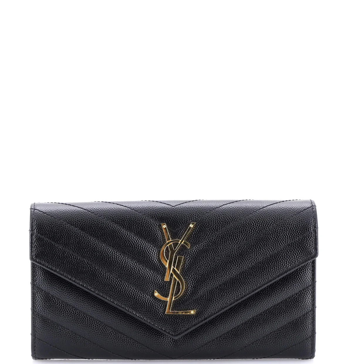 Classic Monogram Flap Wallet Matelasse Chevron Leather Large - Deep Luxury