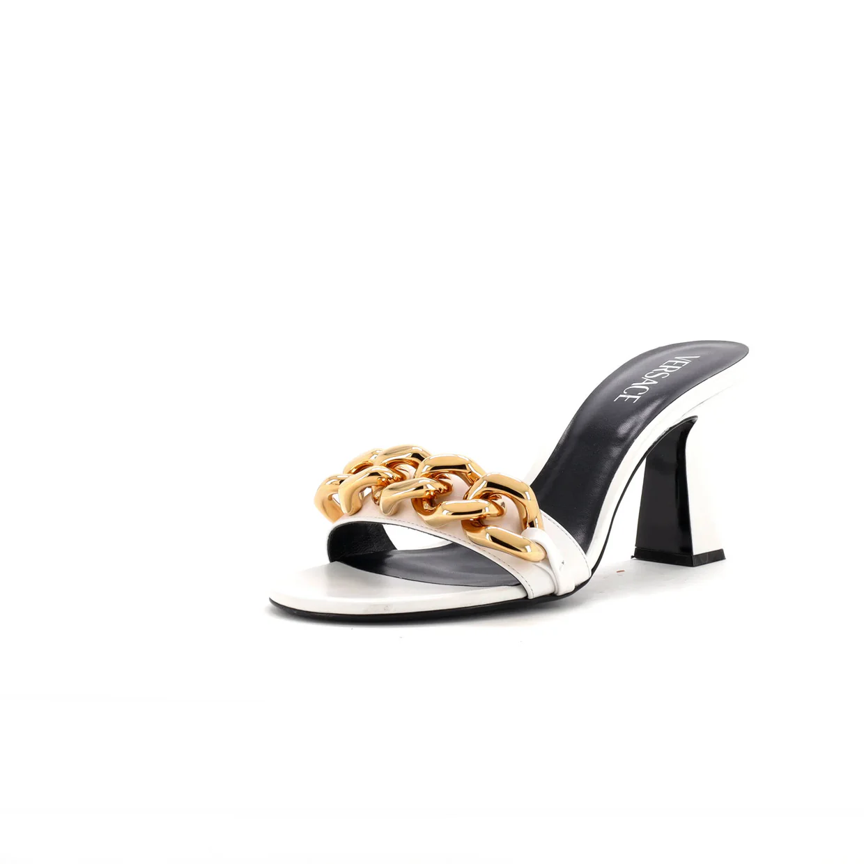 Women's Medusa Chain Heeled Sandals Leather - Deep Luxury