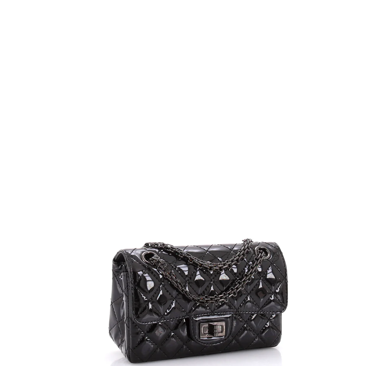 So Black Reissue 2.55 Flap Bag Quilted Patent Mini - Deep Luxury