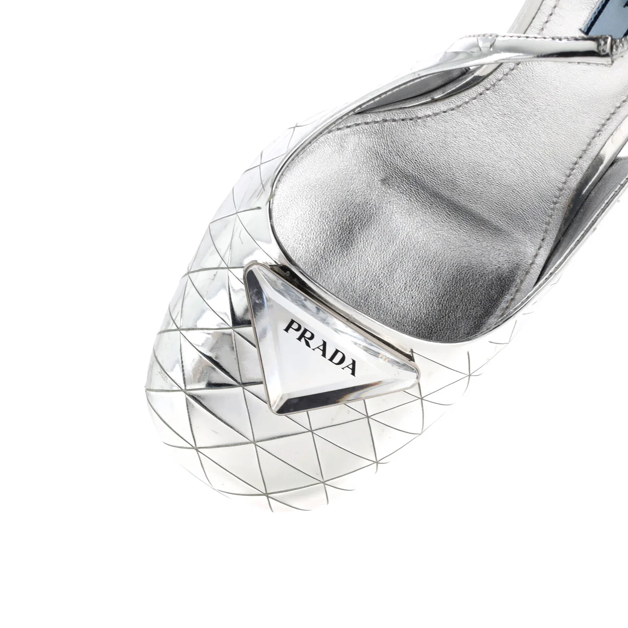 Women's Square Toe Triangle Logo Slingback Pumps Patent - Deep Luxury