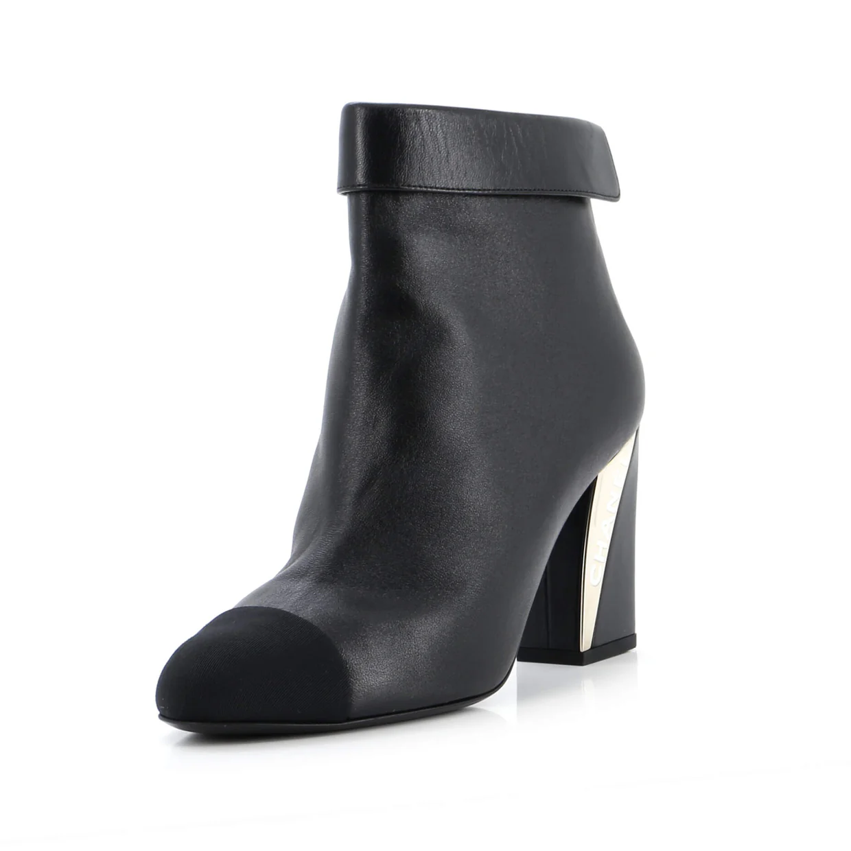 Women's Logo Cap Toe Fold Over Boots Leather with Grosgrain - Deep Luxury