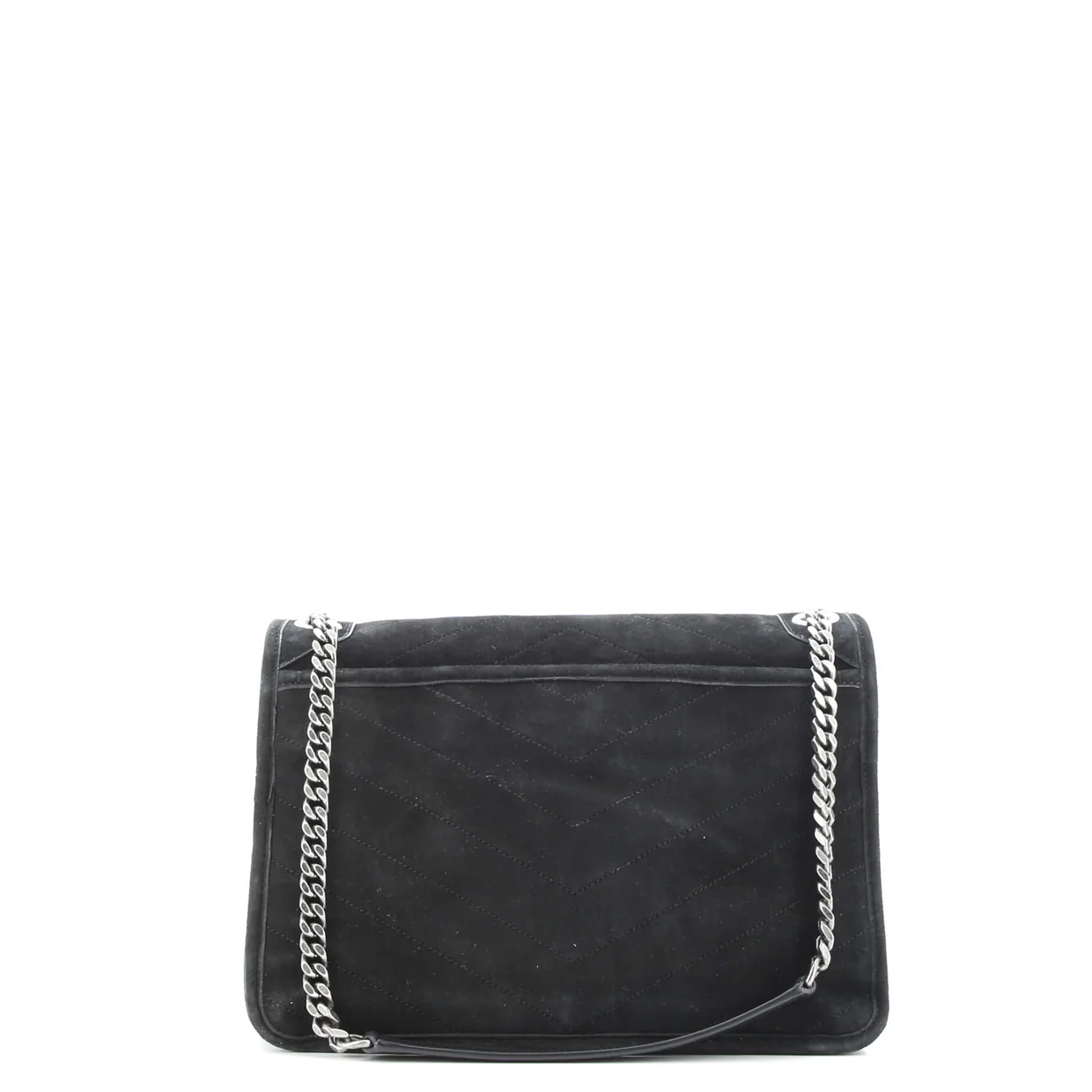 Niki Chain Flap Bag Matelasse Chevron Suede Medium - Deep Luxury