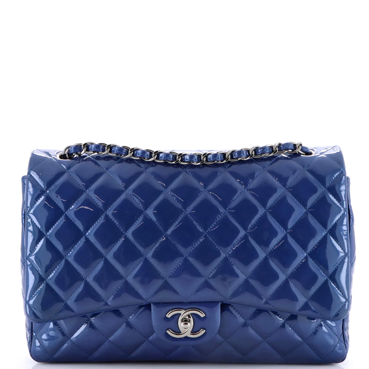 Classic Double Flap Bag Quilted Patent Maxi - Deep Luxury