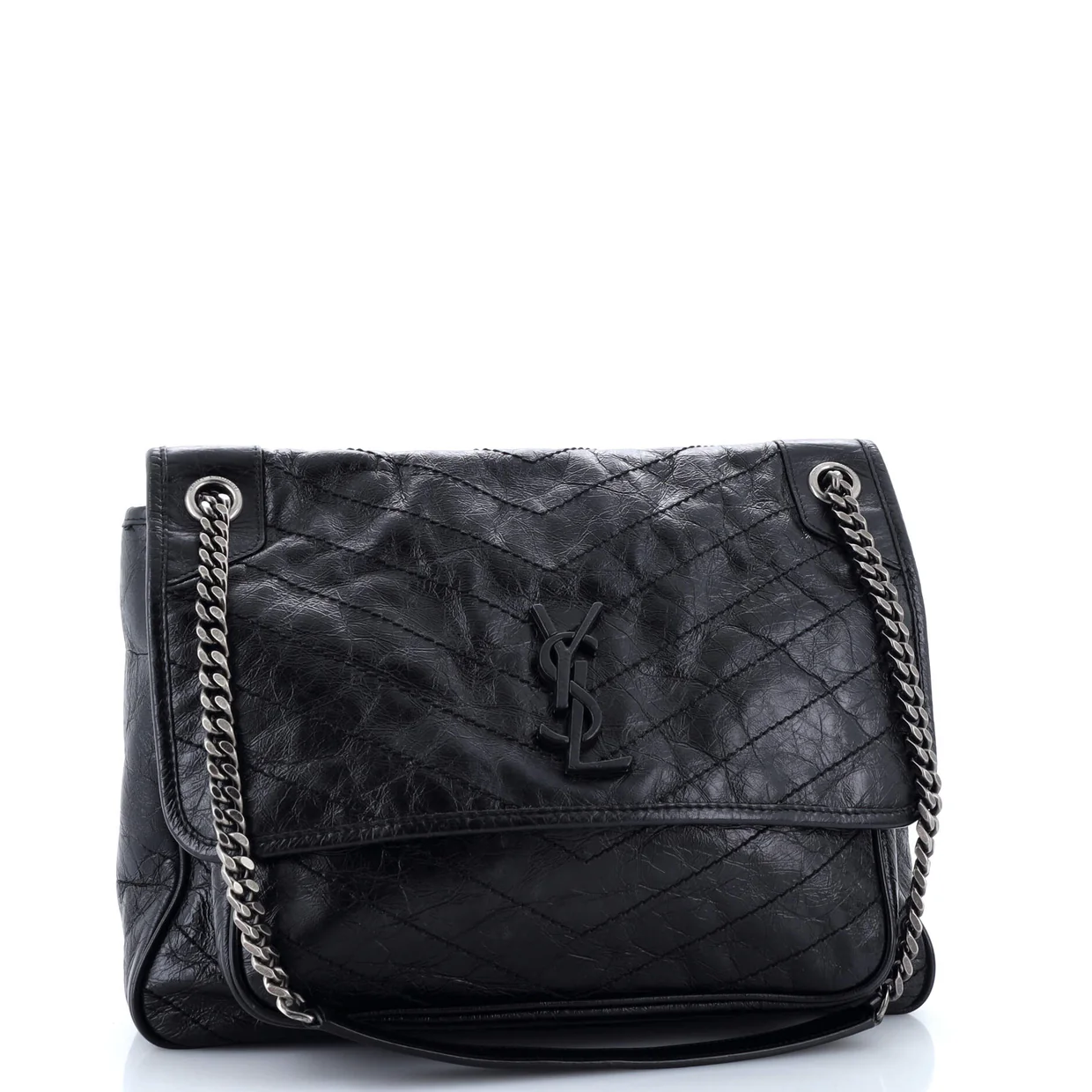 Niki Chain Flap Bag Matelasse Chevron Leather Large - Deep Luxury