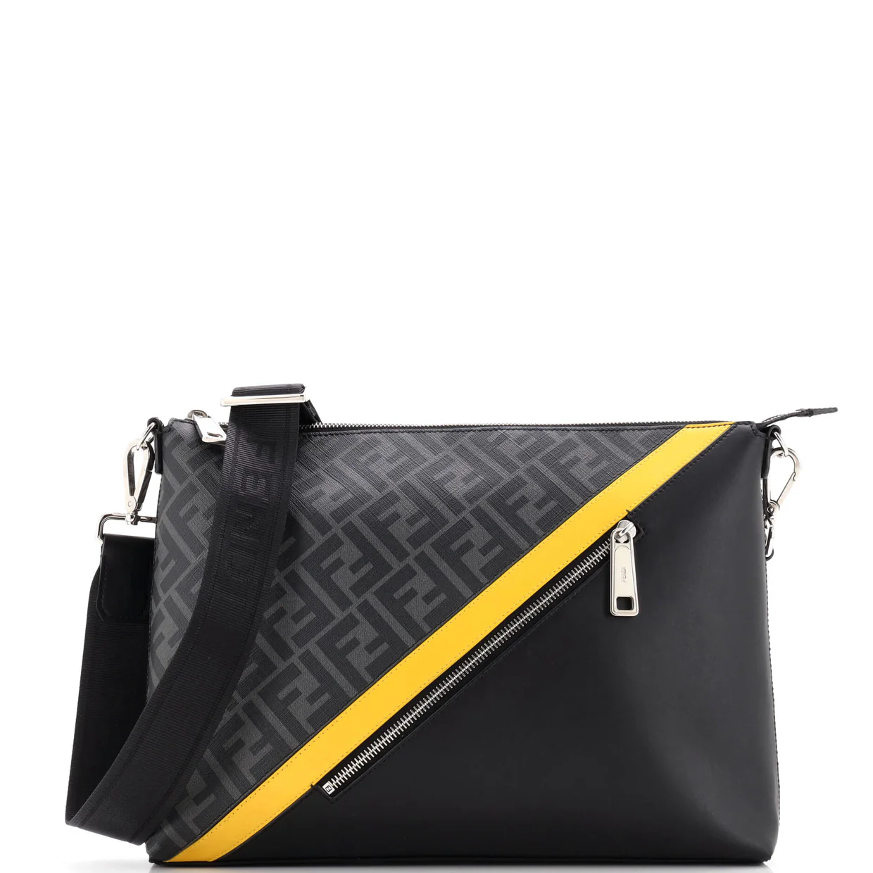 Front Zip Messenger Zucca Coated Canvas and Leather Large - Deep Luxury