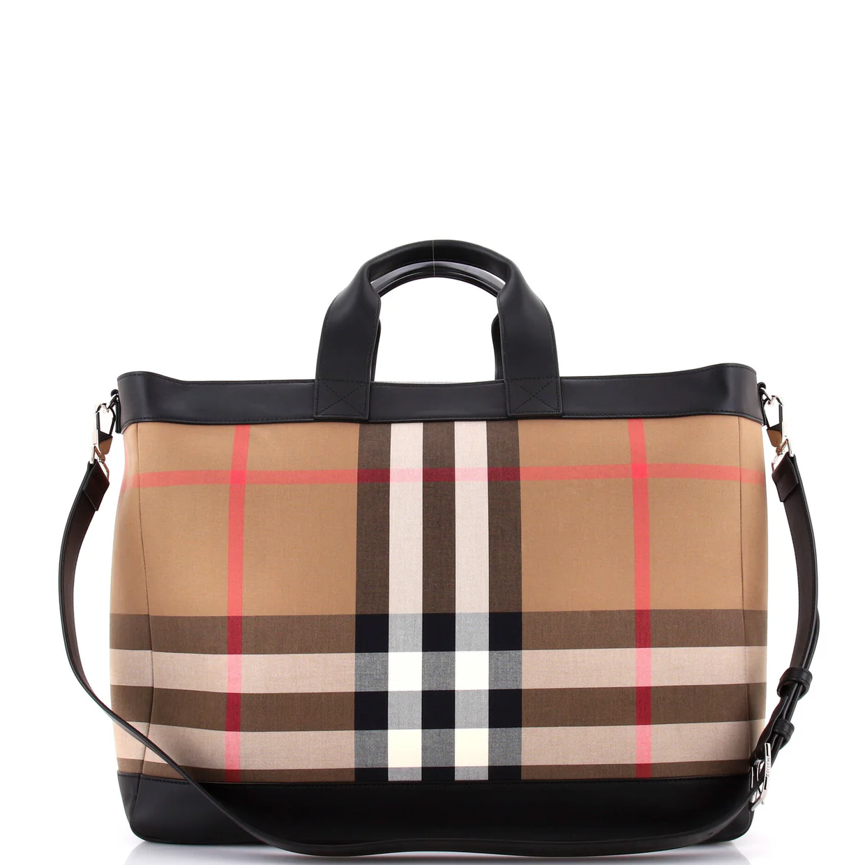 Ormond Tote House Check Canvas with Leather Large - Deep Luxury