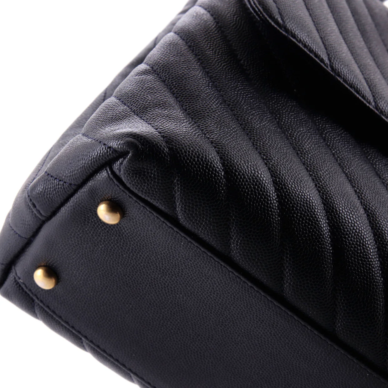 Coco Top Handle Bag Chevron Caviar Medium - Deep Luxury