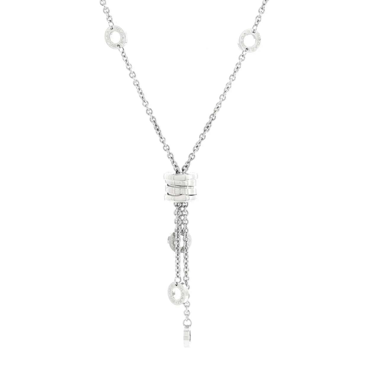 B.Zero1 3 Charm Necklace 18K White Gold with Diamonds - Deep Luxury