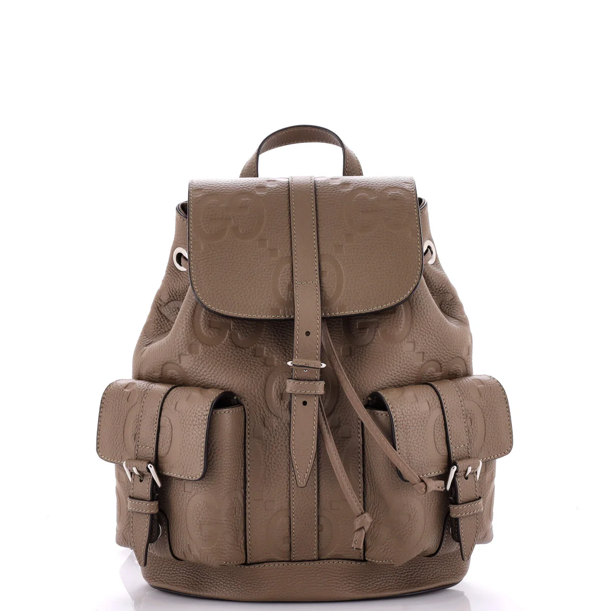 Double Pocket Belt Backpack Jumbo GG Embossed Leather Small - Deep Luxury