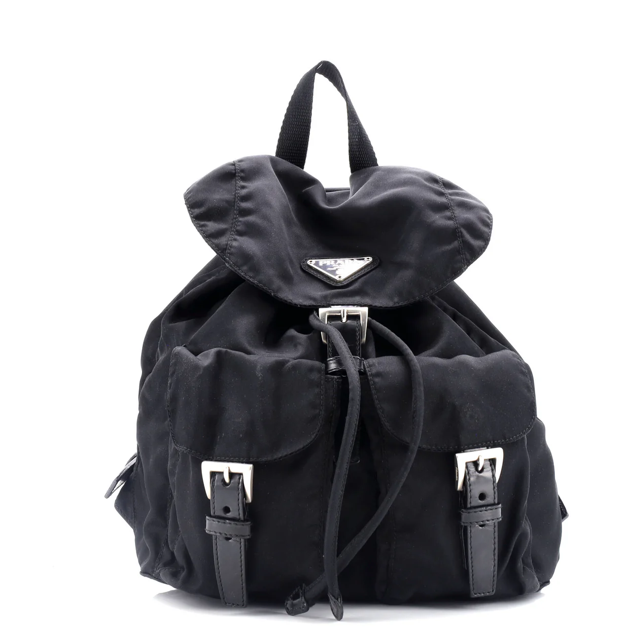 Vela Double Front Pocket Backpack Tessuto with Saffiano Leather Small - Deep Luxury