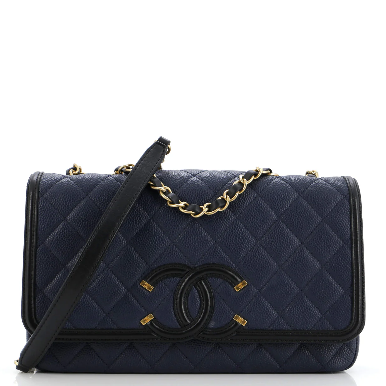 Filigree Flap Bag Quilted Caviar Medium - Deep Luxury