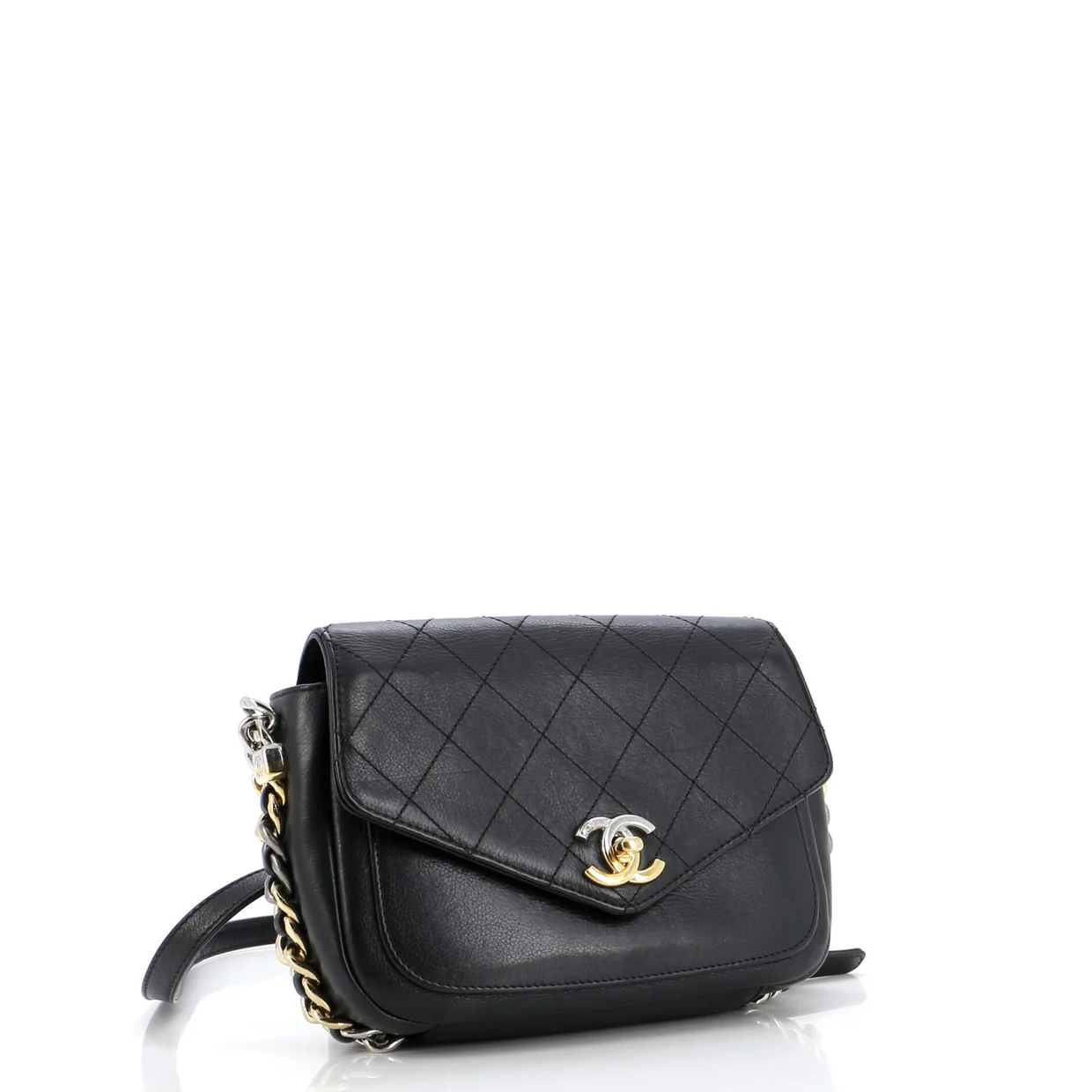 Two Tone Envelope Flap Bag Quilted Calfskin Medium - Deep Luxury