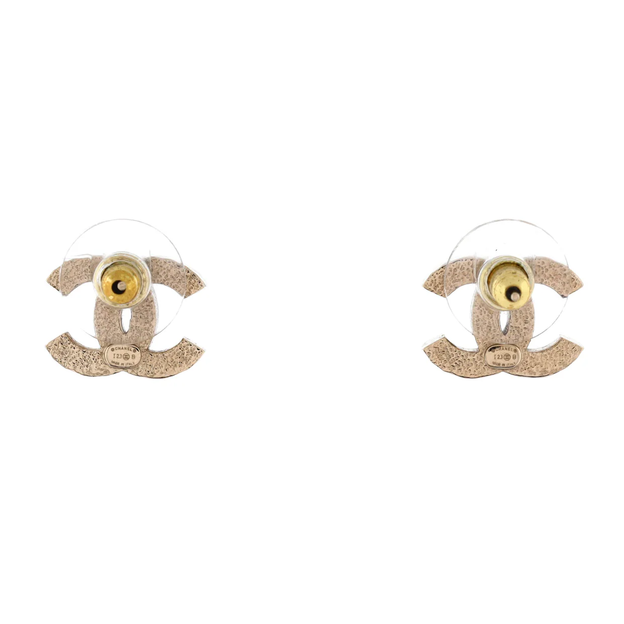 CC Stud Earrings Faux Pearls and Crystal Embellished Metal - Deep Luxury