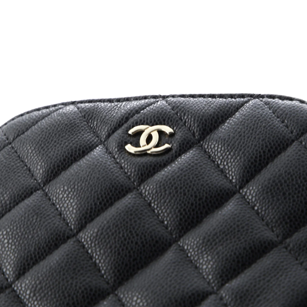 CC Dome Zip Clutch with Chain Quilted Caviar Mini - Deep Luxury