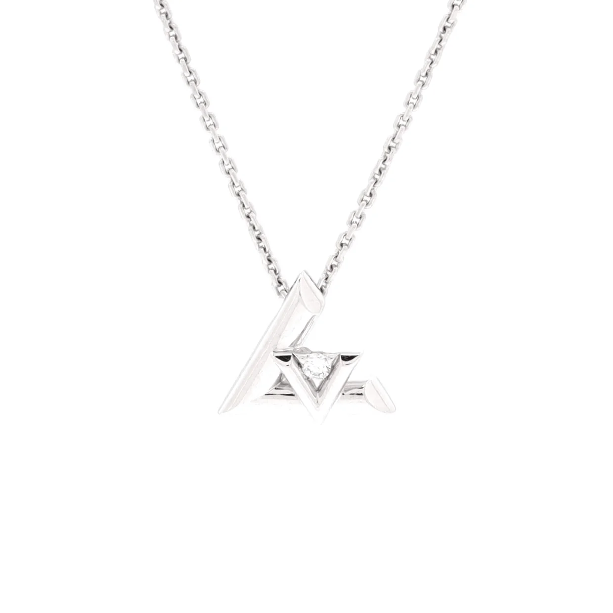LV Volt One Pendant Necklace 18K White Gold with Diamond Small - Deep Luxury