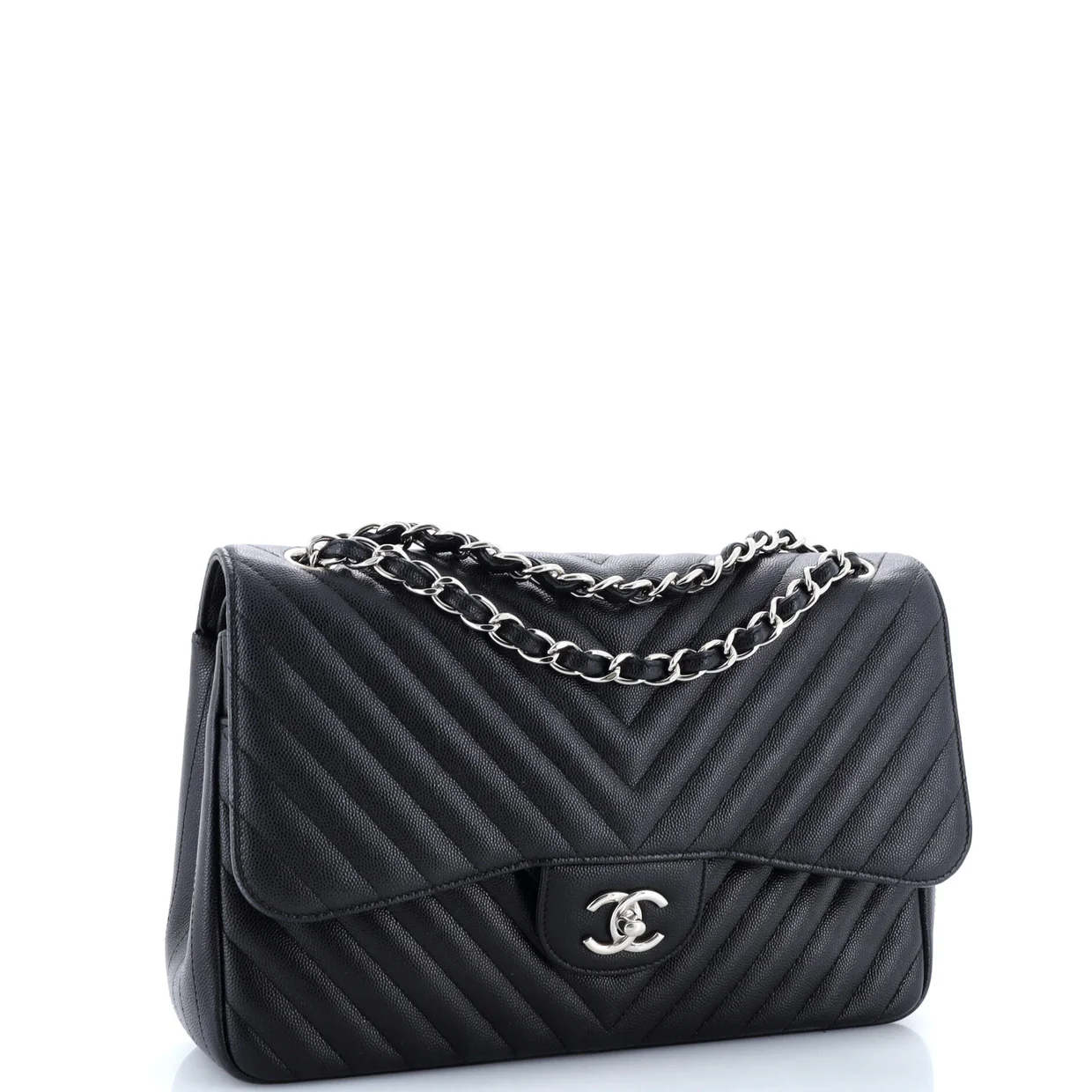Classic Double Flap Bag Chevron Caviar Jumbo - Deep Luxury