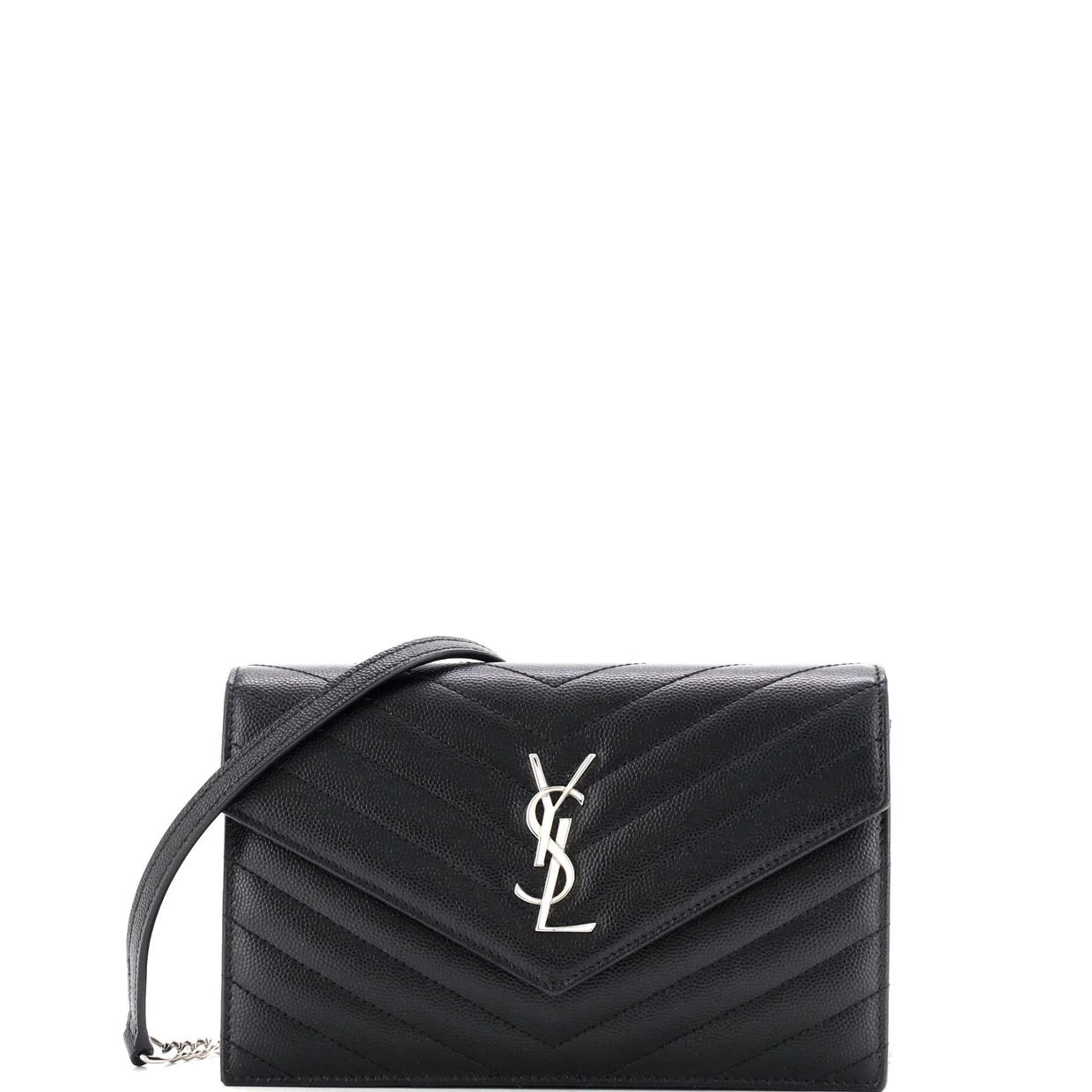 Classic Monogram Wallet on Chain Matelasse Chevron Leather Small - Deep Luxury