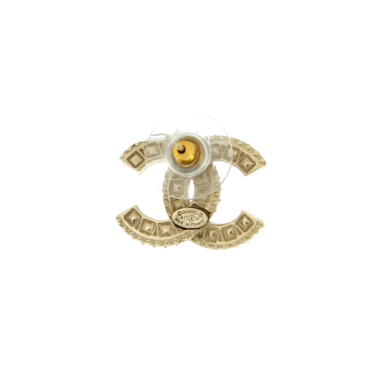 CC Stud Earrings Metal with Crystals - Deep Luxury