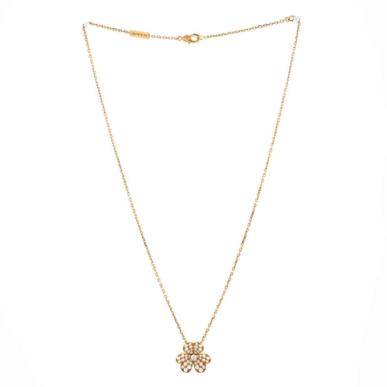 Frivole Pendant Necklace 18K Yellow Gold with Pave Diamonds Small - Deep Luxury