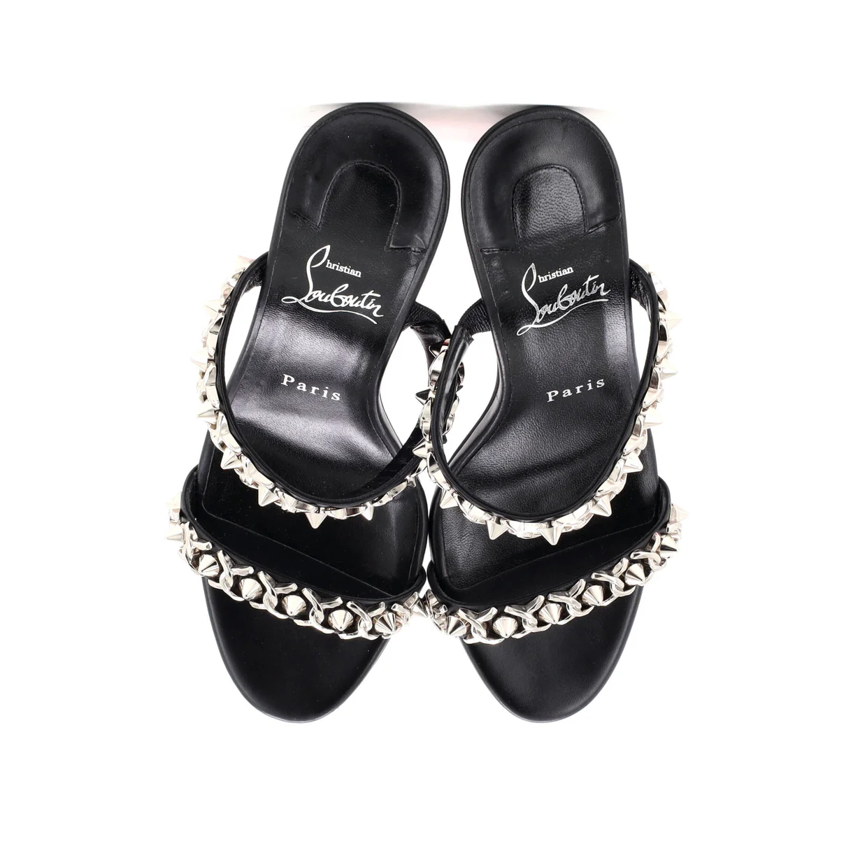 Women's Just Chain Slide Sandals Embellished Leather 85 - Deep Luxury