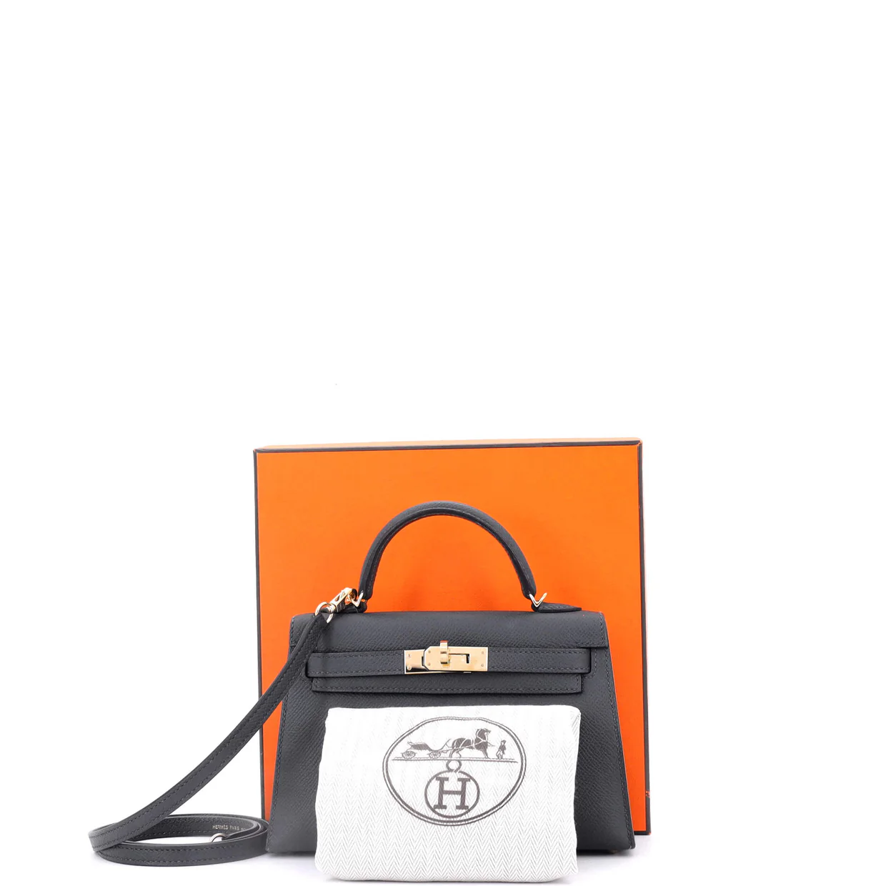 Kelly Mini II Bag Grey Epsom with Permabrass Hardware 20 - Deep Luxury