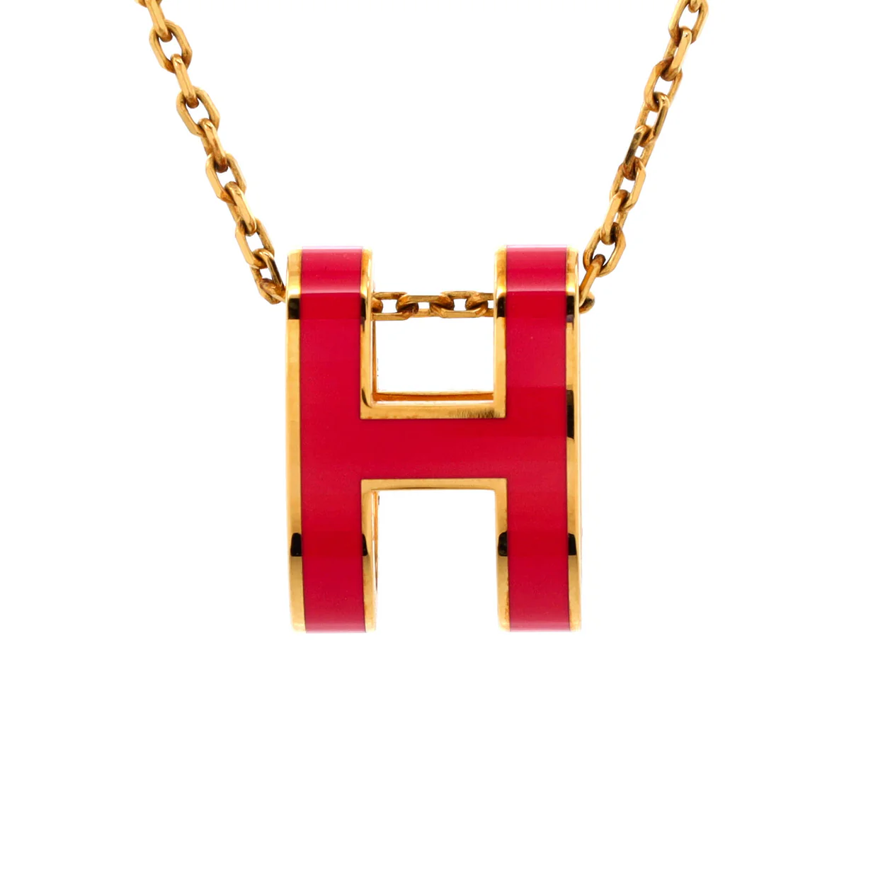 Pop H Pendant Chain Necklace Metal and Enamel - Deep Luxury