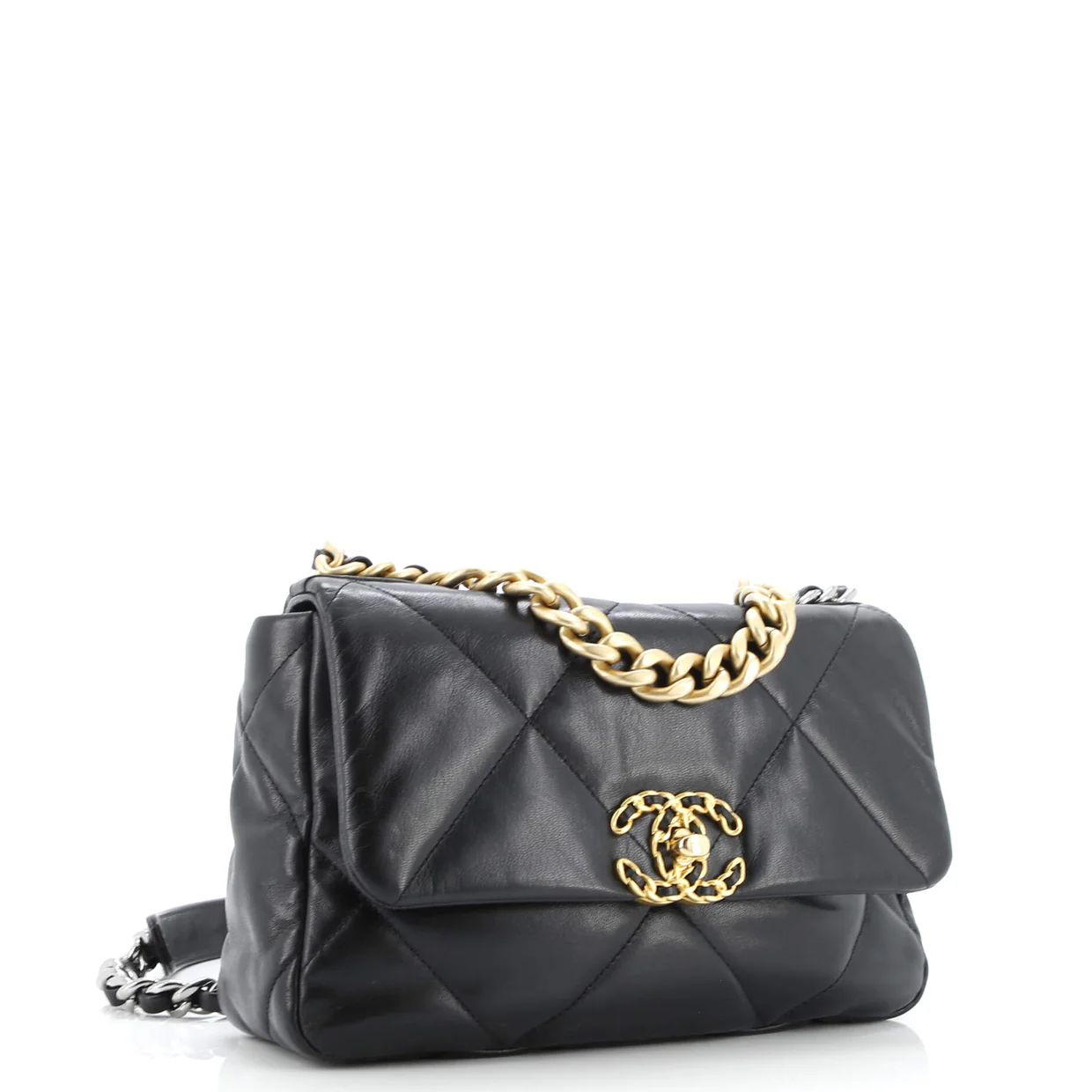 19 Flap Bag Quilted Leather Medium - Deep Luxury