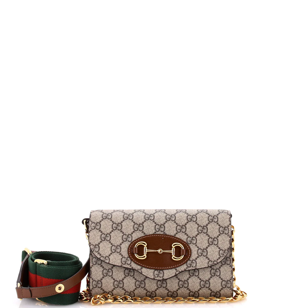 Horsebit 1955 Curved Flap Shoulder Bag GG Coated Canvas Mini - Deep Luxury