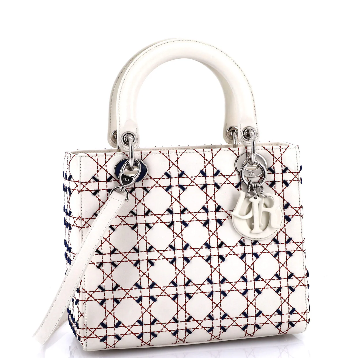 Lady Dior Bag Contrast Cannage Stitch Leather Medium - Deep Luxury