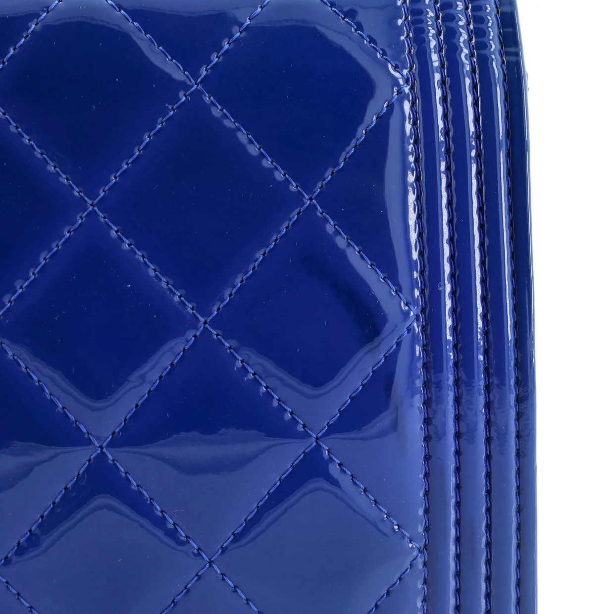 Boy Wallet on Chain Quilted Patent - Deep Luxury