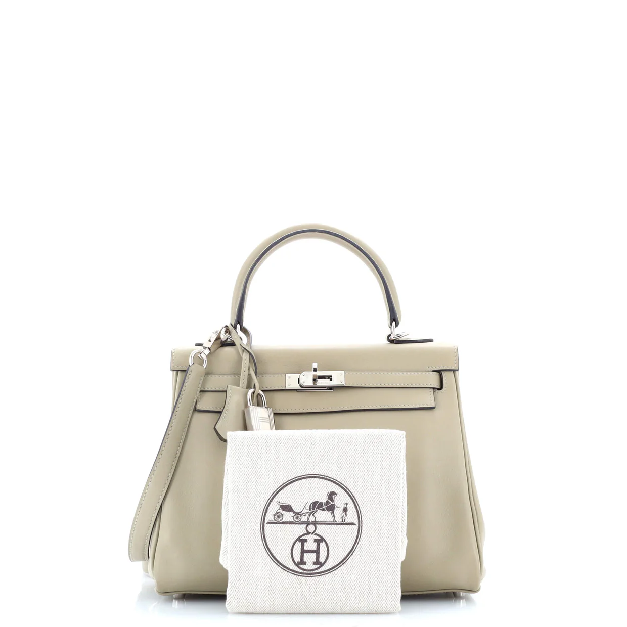 Kelly Handbag Sauge Swift with Palladium Hardware 25 - Deep Luxury