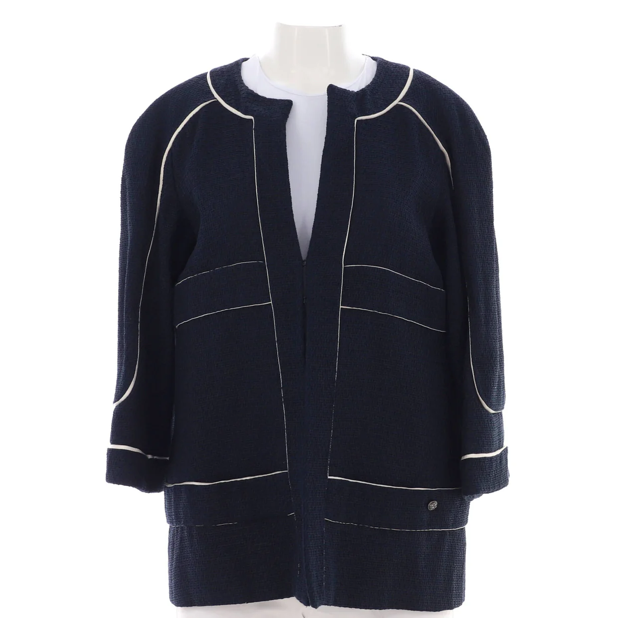 Women's Trim Collarless Jacket Tweed with SIlk - Deep Luxury