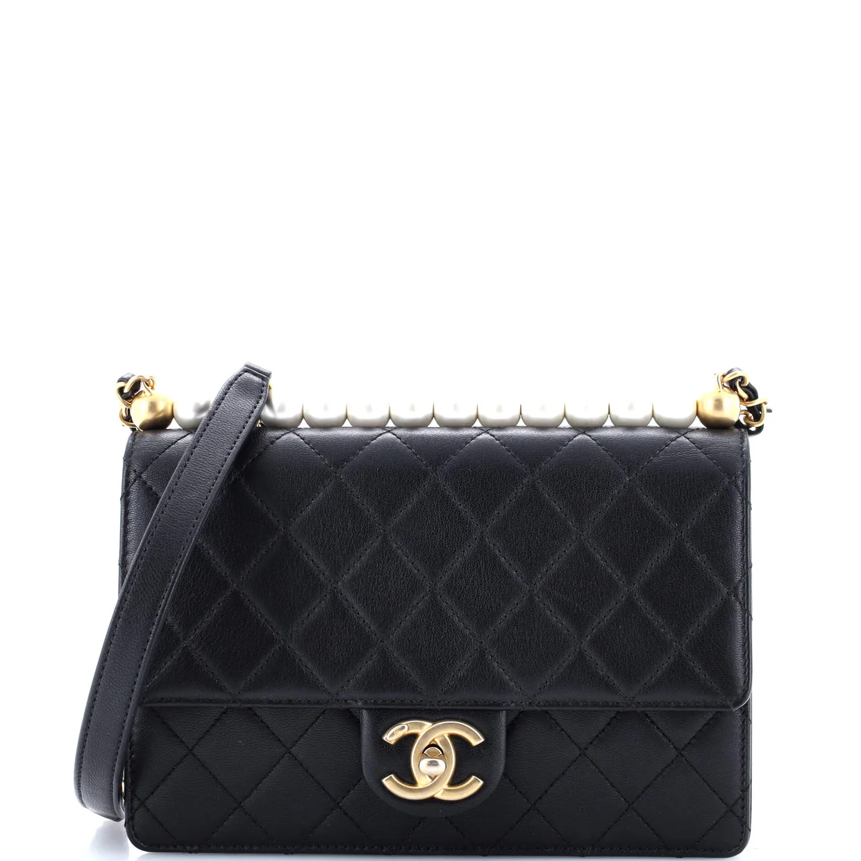 Chic Pearls Flap Bag Quilted Lambskin Small - Deep Luxury
