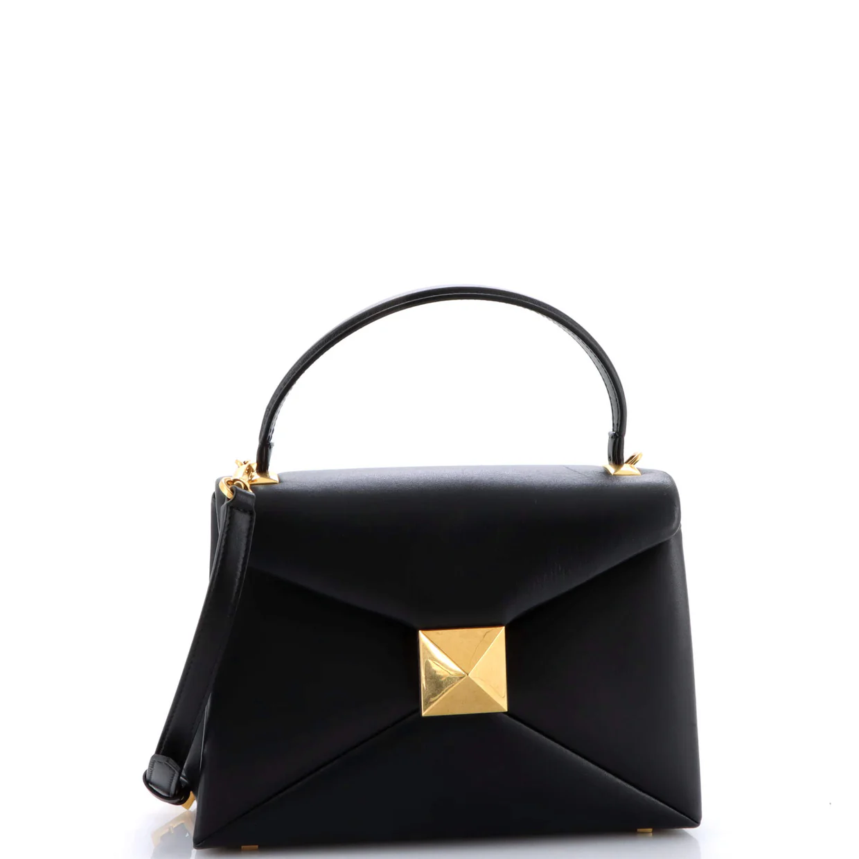 One Stud Top Handle Flap Bag Leather Small - Deep Luxury