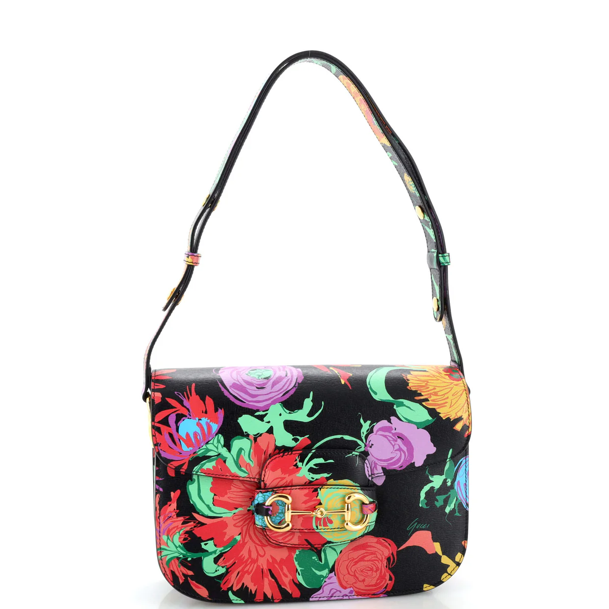 x Ken Scott Horsebit 1955 Shoulder Bag Printed Leather Small - Deep Luxury
