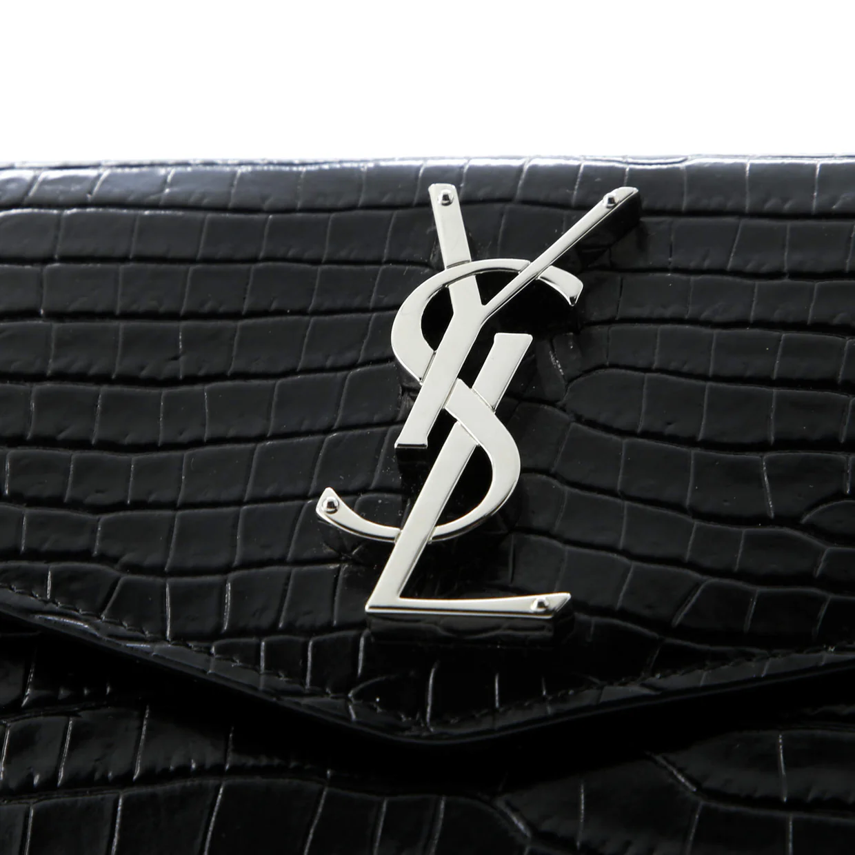 Uptown Pouch Crocodile Embossed Leather - Deep Luxury