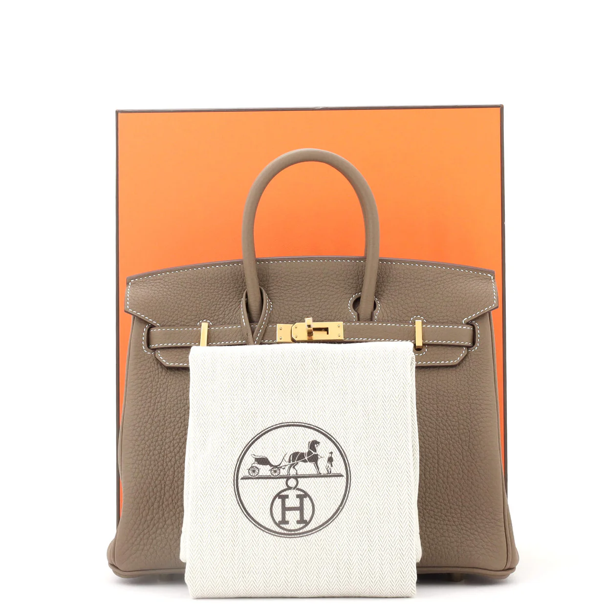 Birkin Handbag Grey Togo with Gold Hardware 25 - Deep Luxury