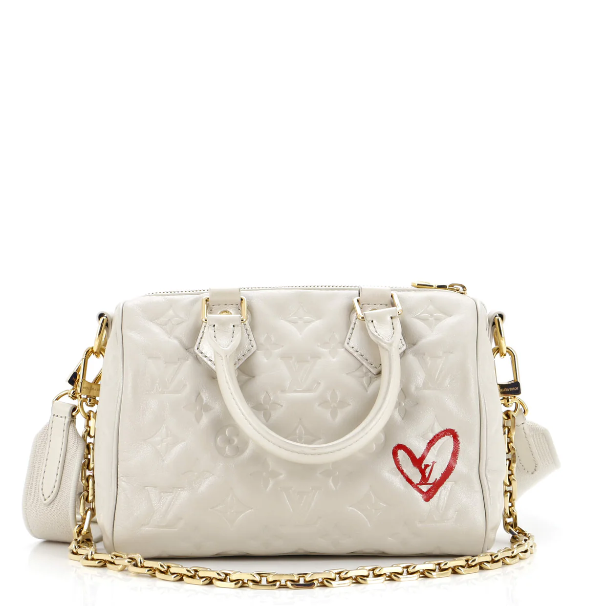 Speedy Bandouliere Bag Limited Edition Fall in Love Monogram Embossed Lambskin 22 - Deep Luxury