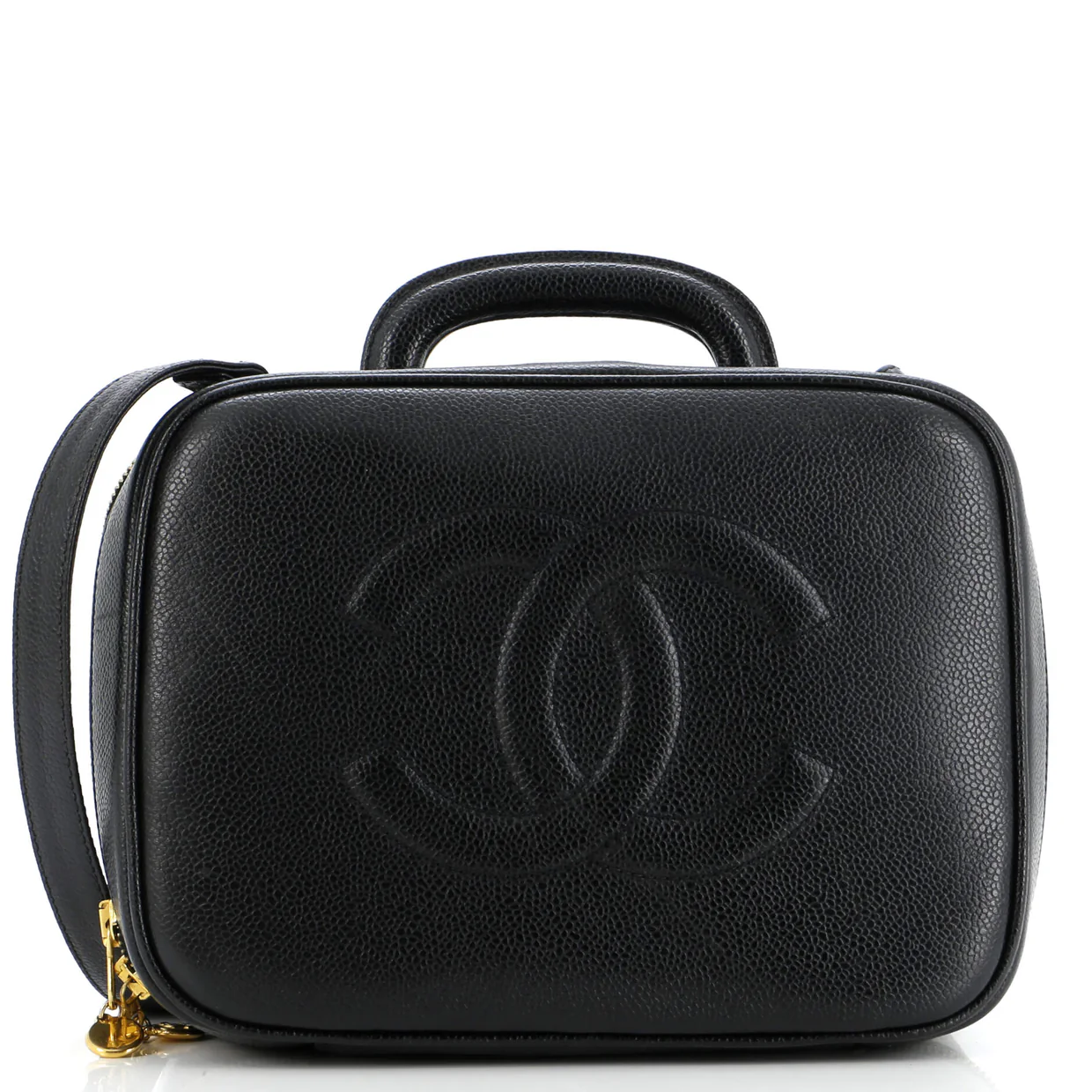 Vintage Timeless Zip Around Vanity Case Caviar Medium - Deep Luxury
